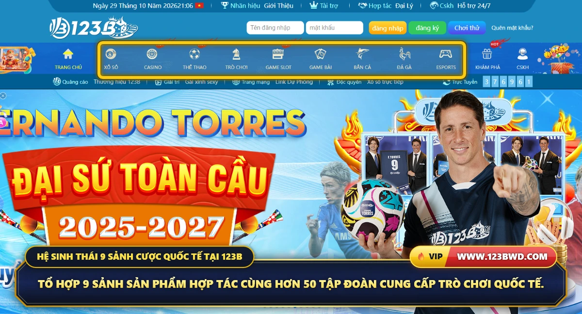 Tổ hợp 9 sảnh sản phẩm hợp tác cùng hơn 50 tập đoàn cung cấp trò chơi quốc tế. - Cổng thông tin chính thức 123BWD.com